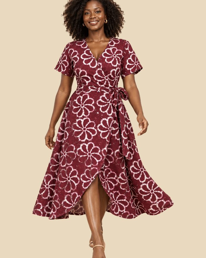 Robe portefeuille générée dans le tissu Maison Wari
