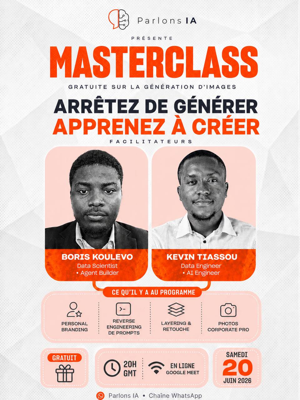 Affiche de la masterclass gratuite sur la génération d'images IA